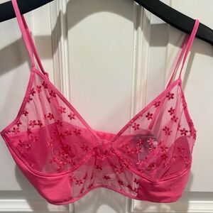 INC Sexy Sheer Hot Pink Bralette Size Large